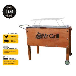 Caja China Mediana Mr. Grill Jr Acero Galvanizado + Parrilla