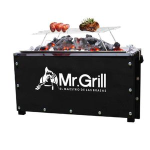 Caja China Mediana Mr. Grill Sr Acero Mixta + Parrilla + Soplador de Mano