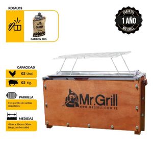Caja China Mini Mr. Grill Acero Mixta + Parrilla + Carbon