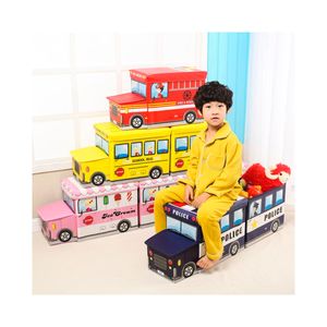 Caja Organizadora Puff Bus Niños Niñas Multiuso Rosado