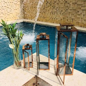 Farol De Metal Rose Gold Set De 3 HL1082