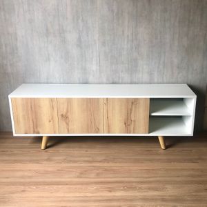 Mesa de TV Osom! Muebles Modelo Nordic Color Blanco y Duna