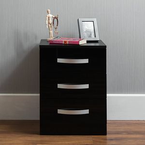 Mesa de Noche Velador Mazziel 3 Cajones Ventitaspe Color Negro