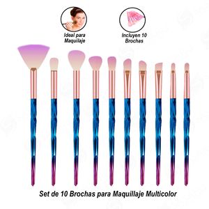 Set de 10 Brochas para Maquillaje Multicolor