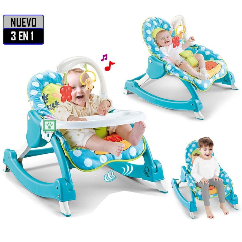 Silla de Comer Mecedora 3 en 1 Vibrador y Toys IDEAL Chair Celeste