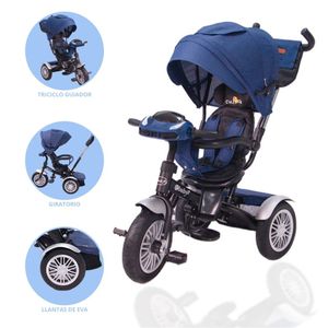 Triciclo Guiador Ebaby Zoe Azul