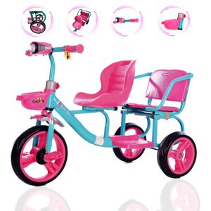 Triciclo Doble Asiento Baby Kits Neo Turquesa