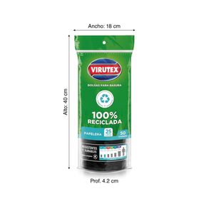 Bolsa negra de basura rollo 25l x 50 unidades
