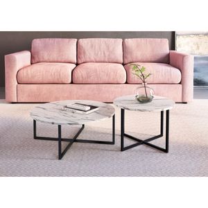 Mesa de Centro Málaga 50cm Negro/Blanco