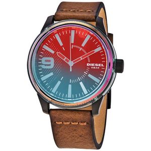 Reloj Diesel Rasp DZ1876 para Hombre Acero Inoxidable Correa De Cuero Marrón Cristal Iridiscente