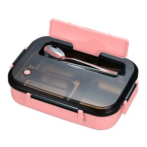 Lonchera Táper de Comida y Alimentos 4 Divisiones + Cubiertos Rosado