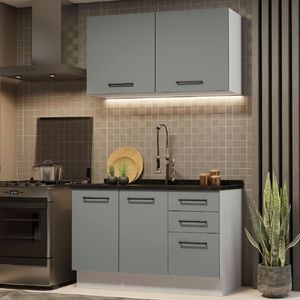 Mueble De Cocina Madesa Agata Con Lavadero 120 Cm Gris