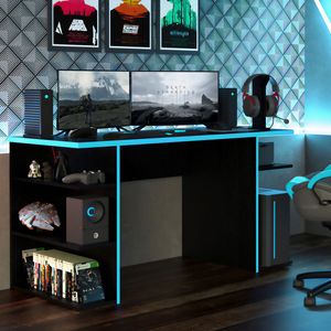 Mueble Escritorio Gamer Madesa Moderno 136cm Azul