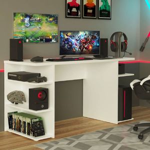 Mueble Escritorio Gamer Madesa Moderno 136cm Blanco