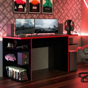 Mueble Escritorio Gamer Madesa Moderno 136cm Rojo