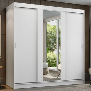 Ropero Reno Madesa 3 Puertas Corredizas 1 Con Espejo Blanco
