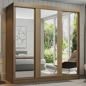 Ropero Reno Madesa 3 Puertas Corredizas Con Espejo Marron