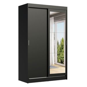 Ropero Tokio Madesa 2 Puertas Corredizas 1 Con Espejo Negro