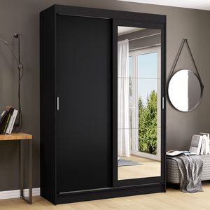 Ropero Tokio Madesa 2 Puertas Corredizas 1 Con Espejo Negro