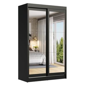 Ropero Tokio Madesa 2 Puertas Corredizas Con Espejo Negro