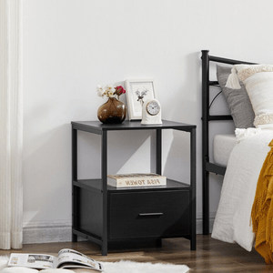 Velador Mesa Auxiliar Industrial Symone Negro