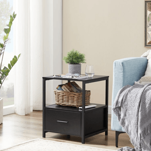 Velador Mesa Auxiliar Industrial Symone Negro