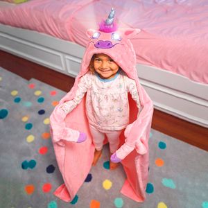 Manta Abrigo con Capucha con Luces LED Unicornio Rosa