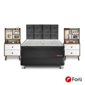 Domitorio Platinium 2 Plazas + Velador Repisa Fashion