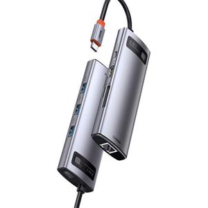 Hub Baseus USB Tipo-C 8 puertos, 3 x USB 3.0, HDMI, Tipo-C, PD, RJ45, microSD, SD