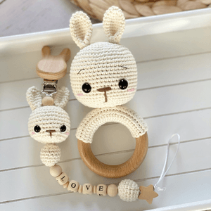 Pack Sonajero + Porta Chupon Baby Bunny Rattle