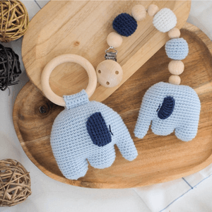 Pack Sonajero + Porta Chupón Baby Elephant Rattle