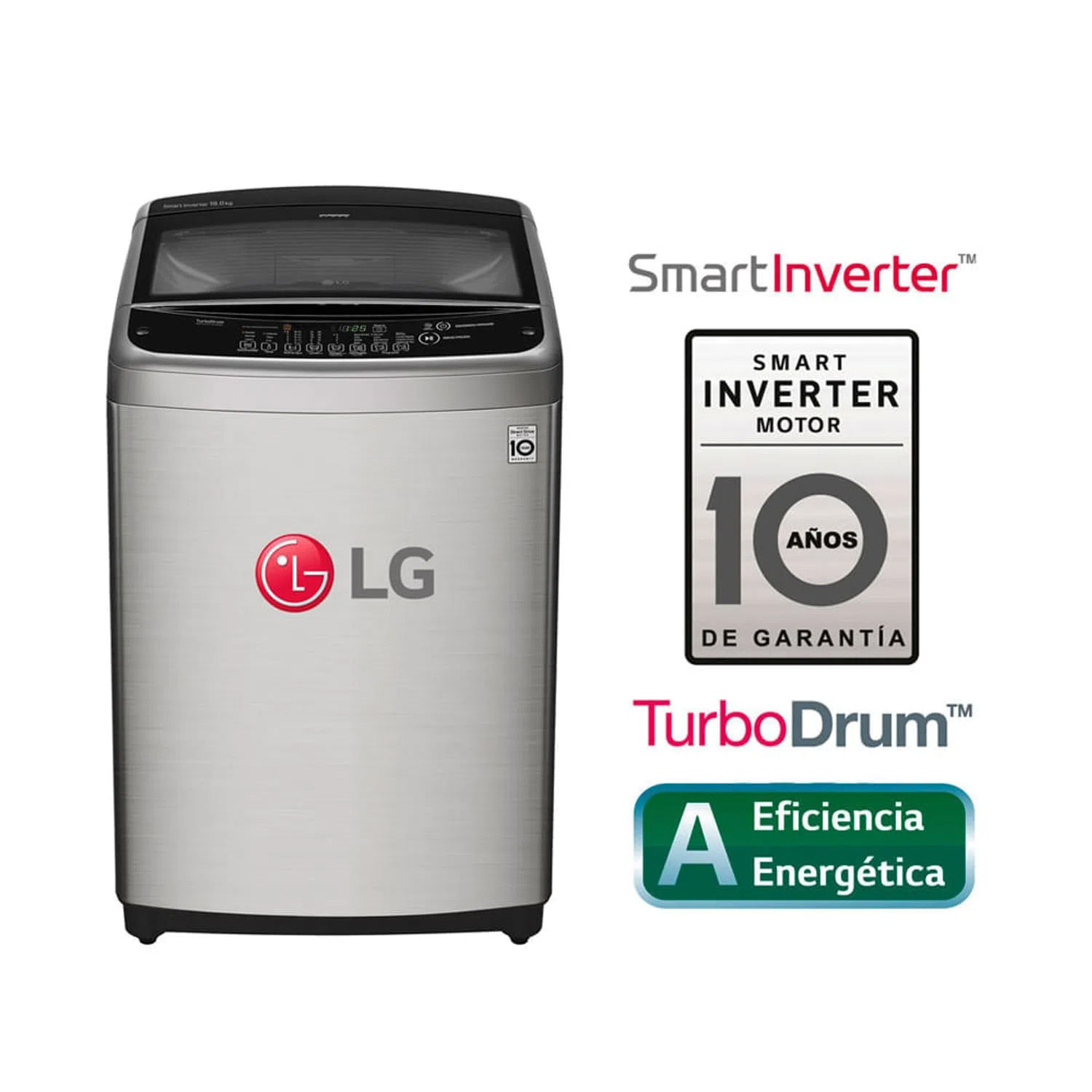 Lavadora LG carga Smart Inverter con TurboDrum™ 19 Kg - WT19VSB LG CARGA SUPERIOR SMART MOTION WT19VSB PLATA INOXIDABLE |