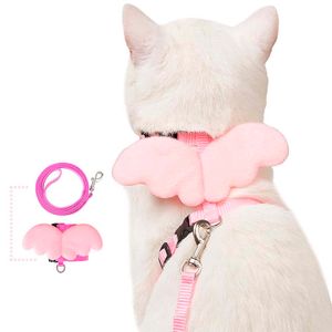 Pechera Arnes con Alas + Correa para Paseo Gatos - Rosado