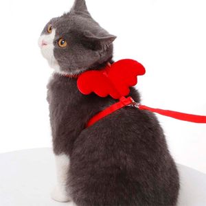 Pechera Arnes con Alas + Correa para Paseo Gatos - Rojo
