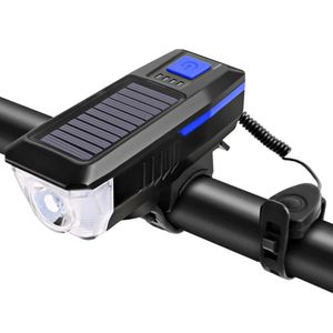Luz LED / Linterna con Timbre /  Solar Recargable para Bicicleta - Scooter Color AZUL