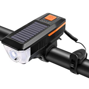 Luz LED / Linterna con Timbre /  Solar Recargable para Bicicleta - Scooter Color NARANJA