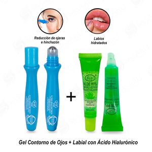 Gel Contorno de Ojos Sérum + Labial Líquido Hidratante con Ácido Hialurónico