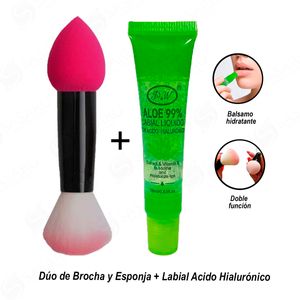 Dúo de Brocha y Esponja+ Labial Acido Hialurónico