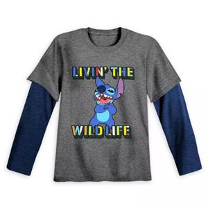 Polos Shop Disney Gris Manga Larga con Diseño Stitch para Niño