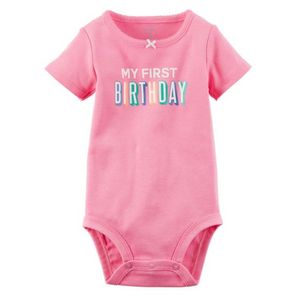 Body Carter's Mi Primer Cumpleaños Rosa Manga Corta para Bebés Niñas