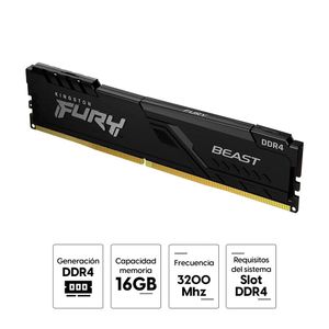 Memoria ram Kingston Fury Beast 16GB (1x16GB), DDR4, 3200Mhz, CL14