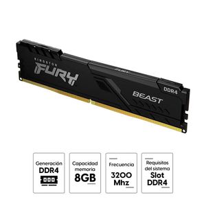 Memoria ram Kingston Fury Beast 8GB (1x8GB), DDR4, 3200Mhz, CL14
