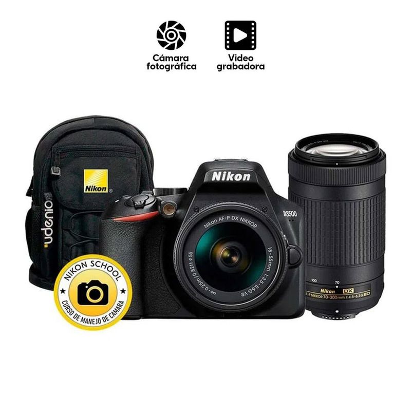 CÁMARA NIKON D3500 CON LENTE 18-55MM Y 70-300 MM VR – Videostaff