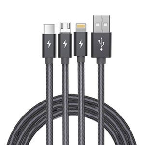 Cable USB Yoobao 3 en 1 YB-453 (Tipo-C, Micro USB, Lightning) 120cm Negro