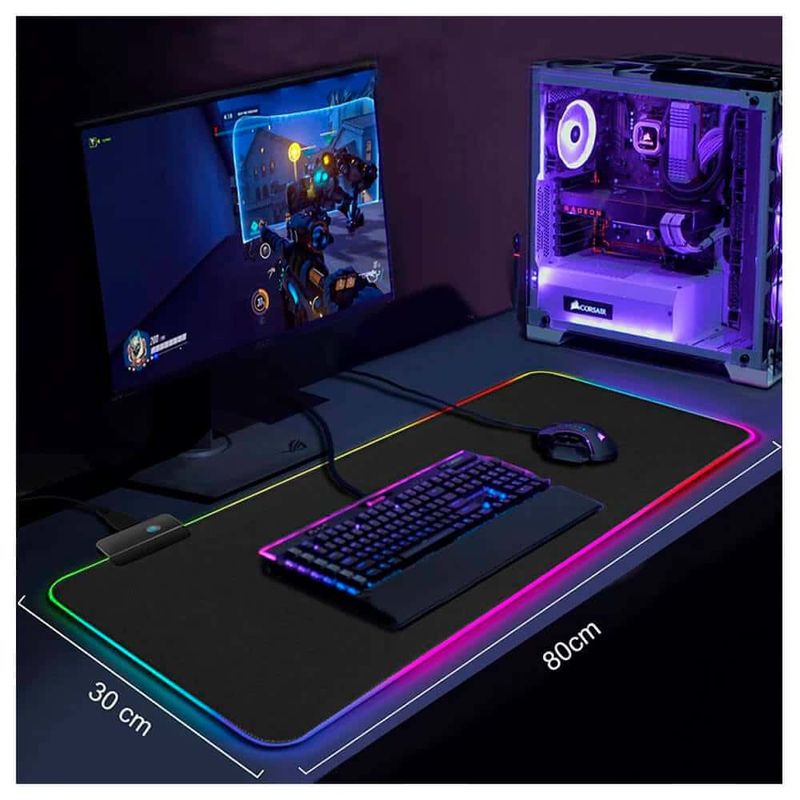 Mouse Pad Alfombrilla Antideslizante Rgb Gamer Xl 80x30cm