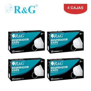 Respirador KN95 R&G 5 Capas Blanco Caja*15und Pack 4 Cajas