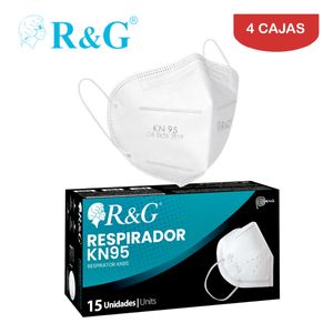 Respirador KN95 R&G 5 Capas Blanco Caja*15und Pack 4 Cajas