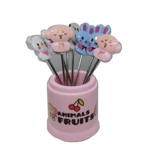 Juego de Mini Tenedores para Frutas Niños Rosado