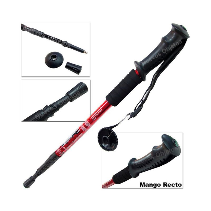 Baston Trekking Aluminio 3 Tramos Mango Recto Anti Shock