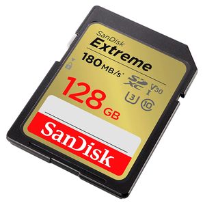 Memoria SD Sandisk Extreme 128GB 4K UHS-I Clase-10 U3 180 Mbs Amarilla